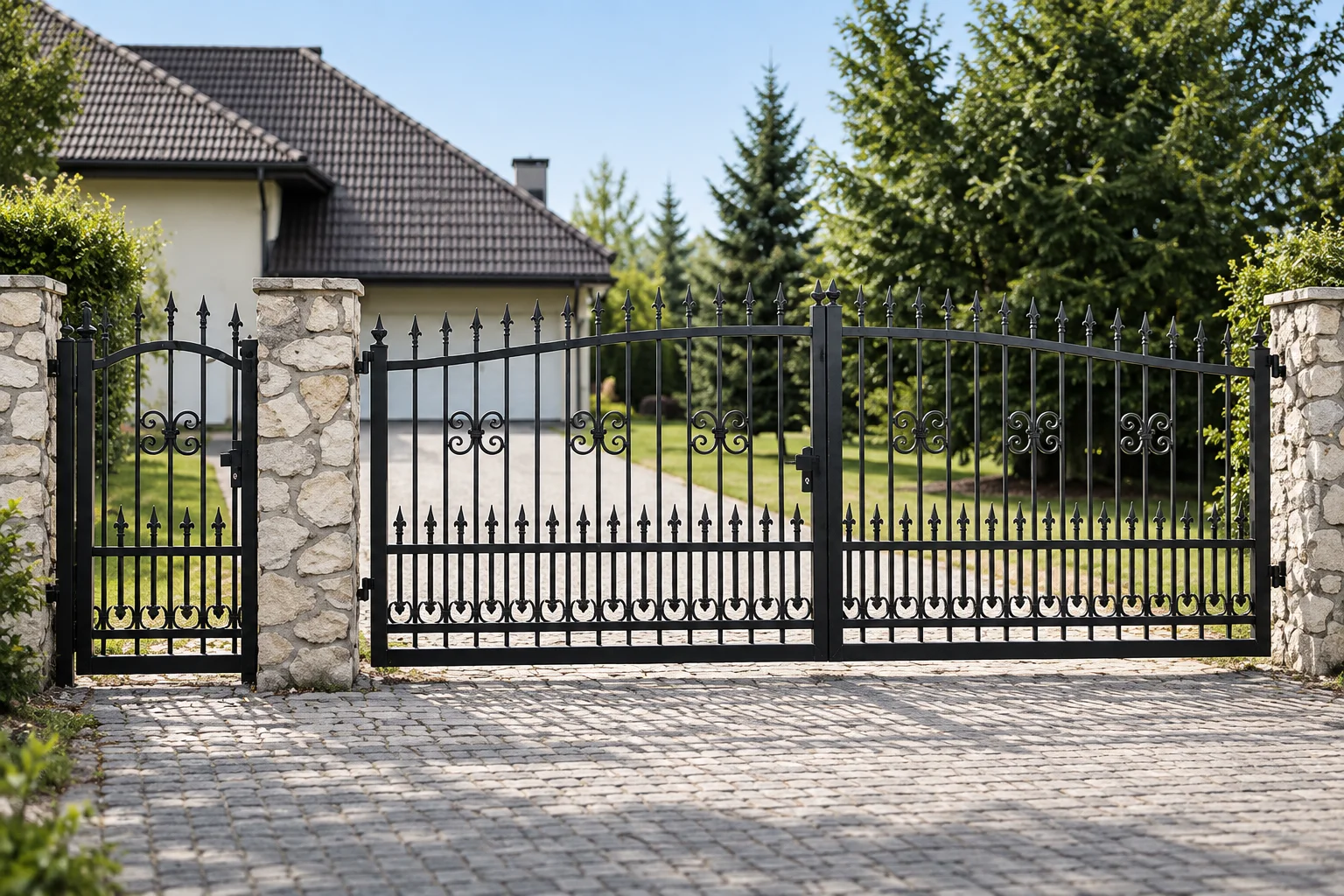 Kuta Brama Dwuskrzydłowa Uchylna z Elementami Ornamentalnymi — Zdjęcie 1