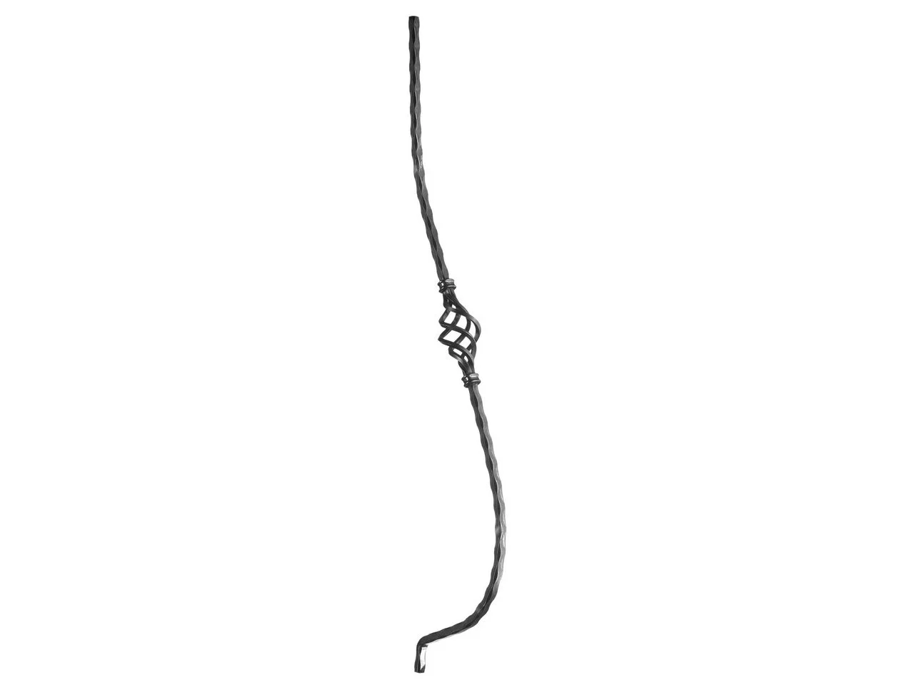 Tralka kuta gięta młotkowana z koszykiem 12x12 mm 920x135 mm