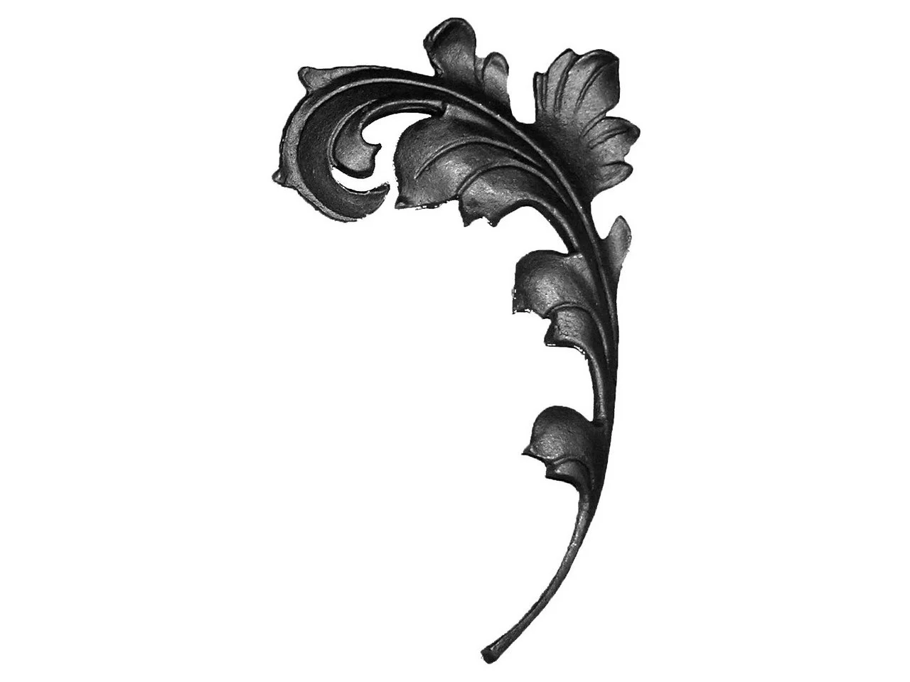 Stalowy kuty liść staliwo 250x150 mm