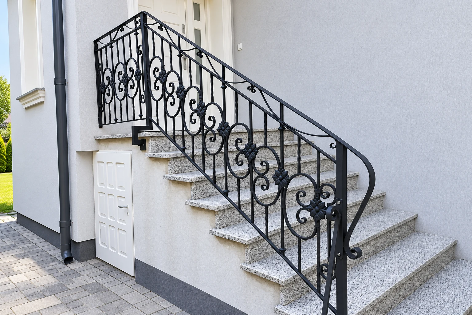 Kuta balustrada ornamentalna z elementami floralnymi, model sc77 — odtworzone ujęcie oryginalne. Wizualizacja AI.