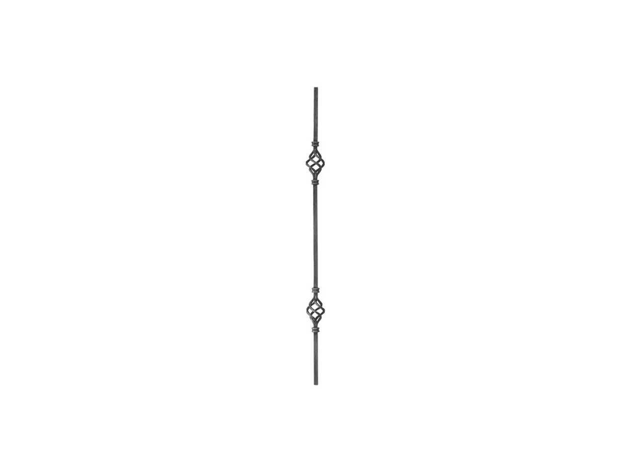 Wyrób kuty: Kuta tralka balustradowa z dwoma koszykami 12x12 mm 950 mm