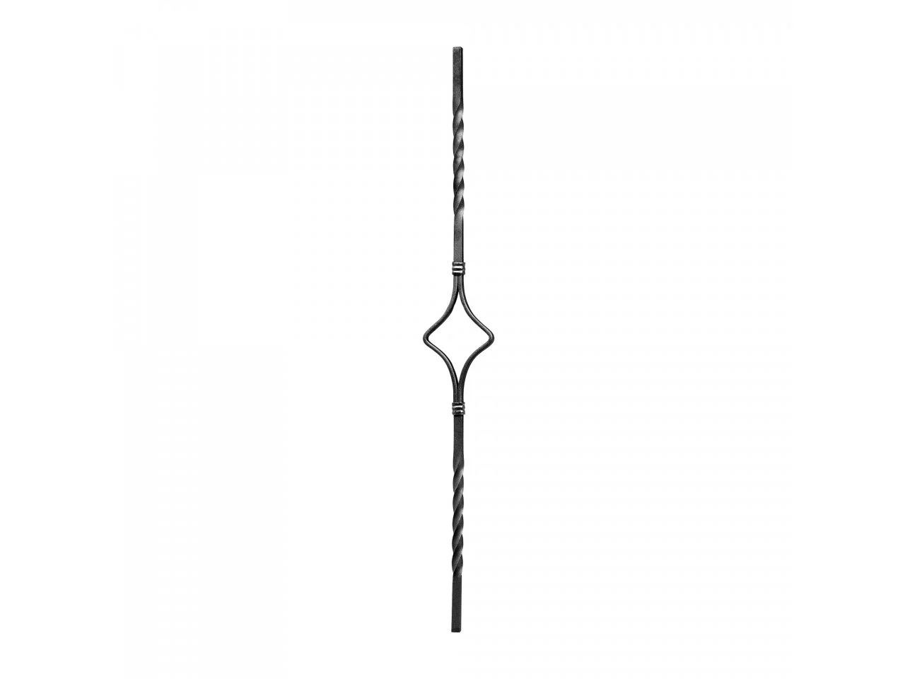 Wyrób kuty: Kuta tralka ozdobna romb skręcana 12x12 mm 950x100 mm