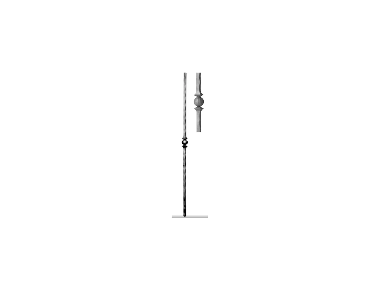 Wyrób kuty: Kuta tralka prosta młotkowana do balustrady 14x14 mm 950 mm