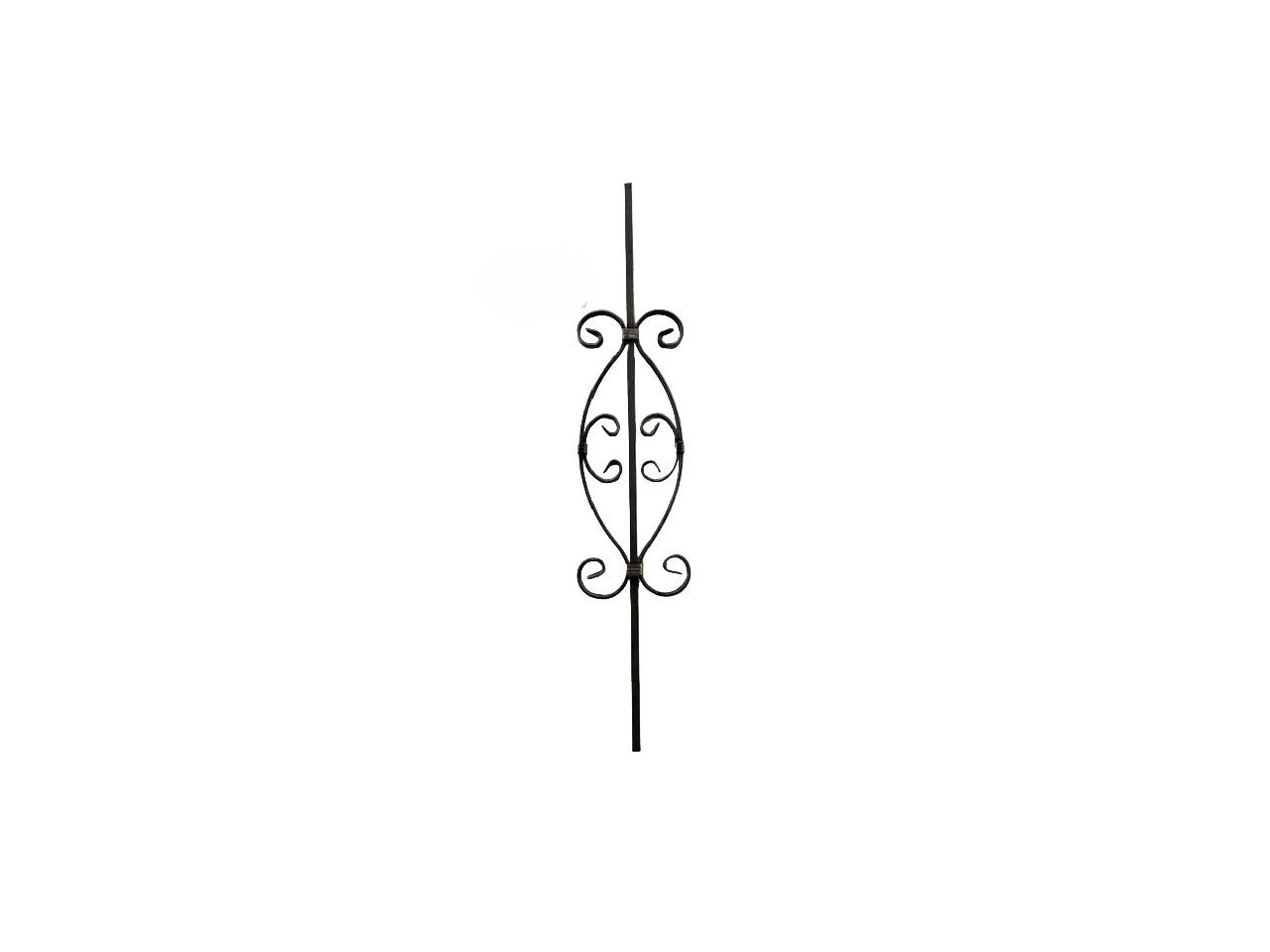 Wyrób kuty: Kuta tralka prosta ozdobna do balustrad i ogrodzeń 12x12 mm 950x190 mm