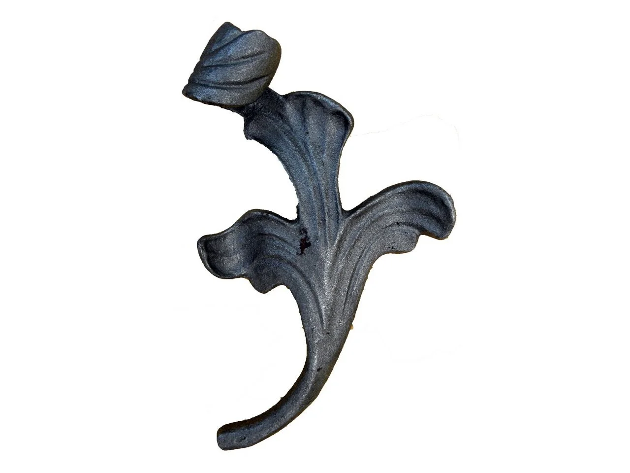 Wyrób kuty: Kuty metalowy liść ozdobny do balustrad i ogrodzeń 175x110 mm
