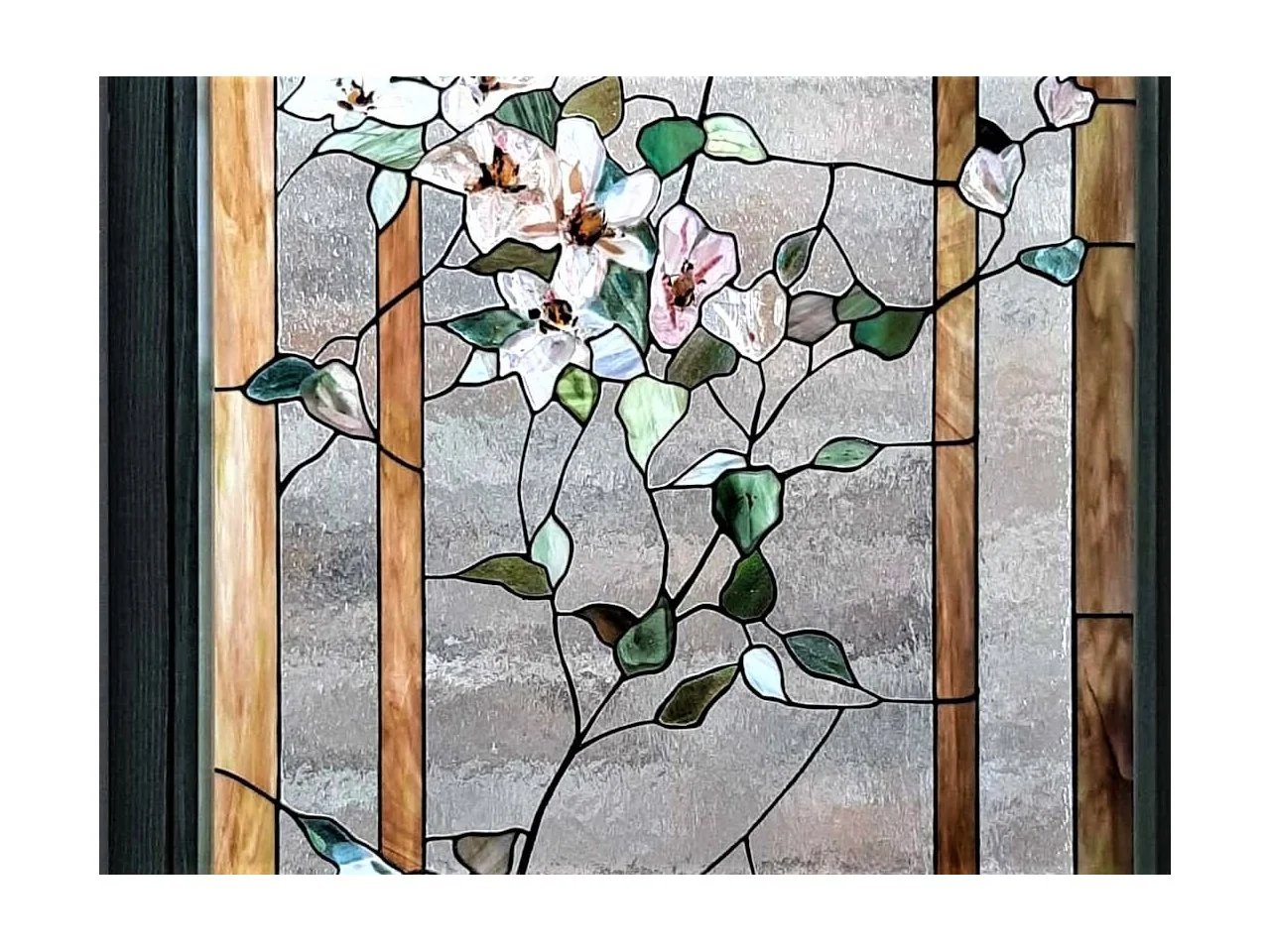Wyrób kuty: Panel Witrażowy Florystyczny Art Nouveau