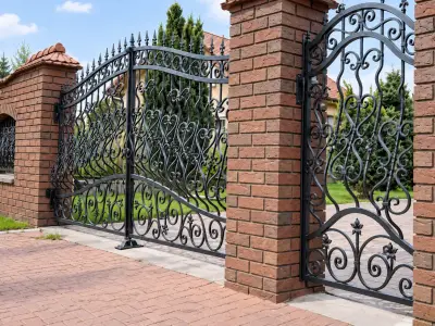 Kuta Brama Wjazdowa Dwuskrzydłowa z Elementami Ornamentalnymi