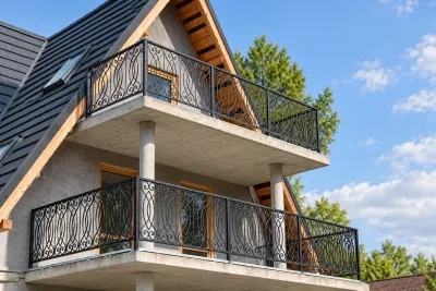 Kuta balustrada balkonowa z ornamentyką klasyczną, model sc71 — odtworzone ujęcie oryginalne. Wizualizacja AI.