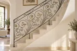 Kuta balustrada wewnętrzna ornamentalna, model BKW79 — aranżacja w nowej przestrzeni. Wizualizacja AI.