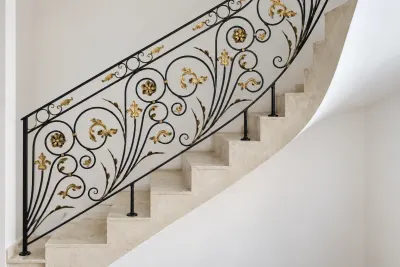 Kuta balustrada wewnętrzna ornamentalna, model BKW79 — odtworzone ujęcie oryginalne. Wizualizacja AI.