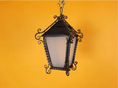 Wyrób kuty: Kuta Lampa Zawieszana z Elementami Dekoracyjnymi, Styl Klasyczny