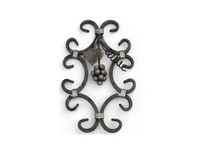 Wyrób kuty: Kuta rozeta stalowa ornament winogrono 420x250 mm