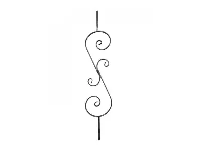 Wyrób kuty: Kuta tralka balustradowa ozdobna 12x12 mm 950x190 mm