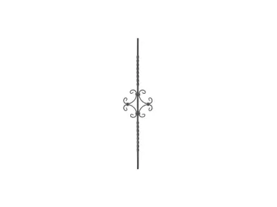 Wyrób kuty: Kuta tralka balustradowa ozdobna Ceski 12x12 mm 950x220 mm