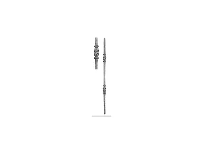 Wyrób kuty: Kuta tralka balustradowa ozdobna młotkowana 14x14 mm 950 mm
