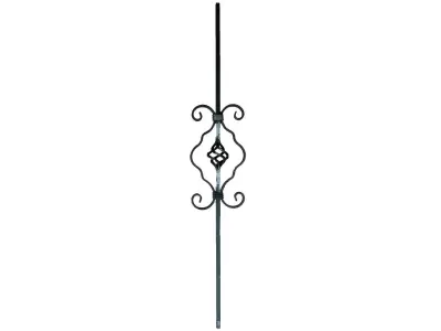 Wyrób kuty: Kuta tralka balustradowa ozdobna skręcana z koszykiem 12x12 mm 950 x 160 mm