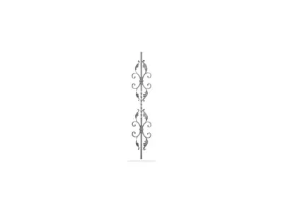 Wyrób kuty: Kuta tralka balustradowa ozdobna z motywem liści 12x12 mm 950 mm
