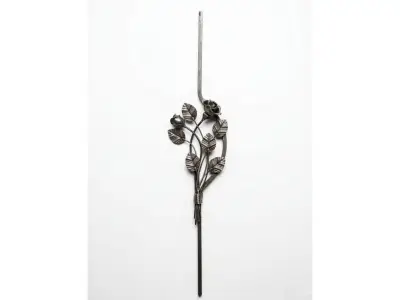 Wyrób kuty: Kuta tralka balustradowa ozdobna z różą 12x12 mm 950x200 mm