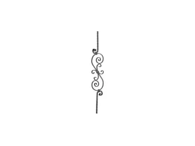 Wyrób kuty: Kuta tralka balustradowa ozdobna ze zwojami 12x12 mm 950 mm