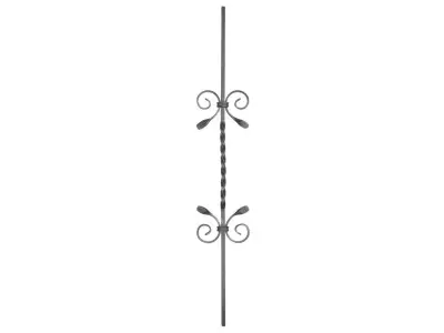 Wyrób kuty: Kuta tralka balustradowa prosta skręcana dwie szóstki 950x170 mm 12x12 mm