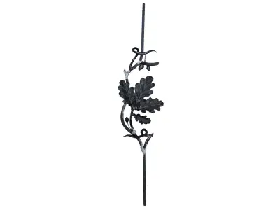 Wyrób kuty: Kuta tralka balustradowa z liśćmi dębu i żołędziami 12x12 mm 950x180 mm