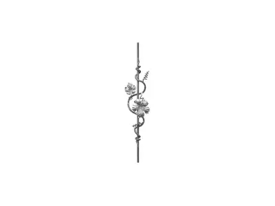 Wyrób kuty: Kuta tralka balustradowa z liśćmi winogrona 12x12 mm 950 mm