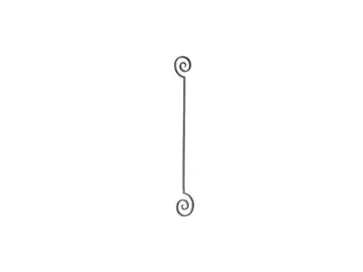 Wyrób kuty: Kuta tralka balustradowa ze spiralą 12x12 mm 950 mm