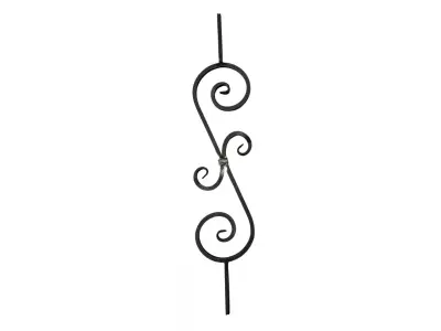 Wyrób kuty: Kuta tralka ozdobna do balustrad i ogrodzeń 12x12 mm 950x190 mm