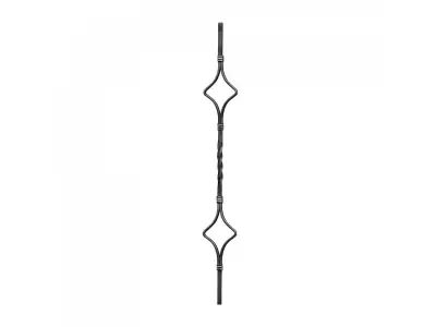 Wyrób kuty: Kuta tralka ozdobna podwójny romb skręcana 12x12 mm 950x100 mm