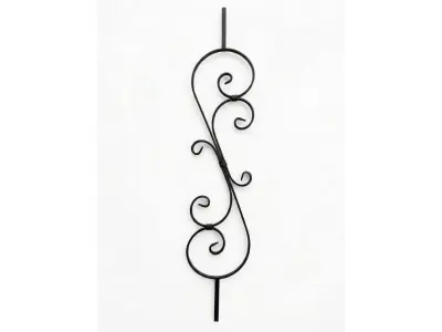 Wyrób kuty: Kuta tralka ozdobna prosta do balustrad i ogrodzeń 950x190 mm 12x12 mm