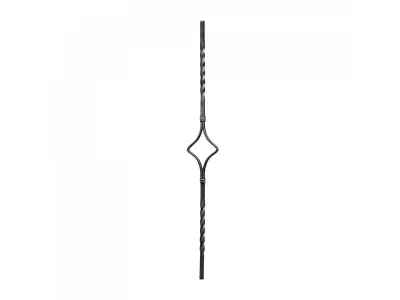 Wyrób kuty: Kuta tralka ozdobna romb skręcana 12x12 mm 950x100 mm