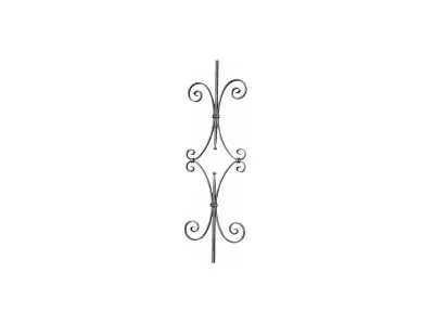Wyrób kuty: Kuta tralka ozdobna tulipan do balustrad 12x12 mm 900 mm