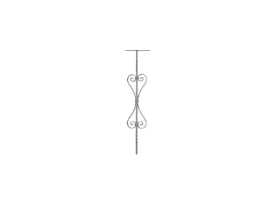 Wyrób kuty: Kuta tralka prosta ozdobna do balustrad 12x12 mm 950x170 mm