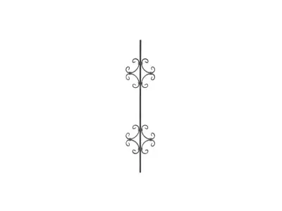 Wyrób kuty: Kuta tralka prosta ozdobna do balustrad 12x12 mm 950x220 mm