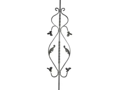 Wyrób kuty: Kuta tralka prosta ozdobna do balustrad i ogrodzeń 12x12 mm 900x230 mm