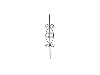 Wyrób kuty: Kuta tralka prosta ozdobna do balustrad i ogrodzeń 12x12 mm 950x190 mm