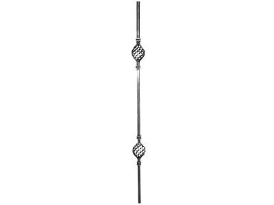 Wyrób kuty: Kuta tralka prosta z dwoma koszykami 12x12 mm 950 mm