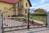 Kute przęsło ogrodzeniowe ze zwojami i liśćmi, model sd103 — odtworzone ujęcie oryginalne. Wizualizacja AI.