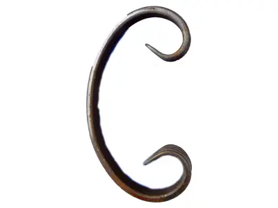 Wyrób kuty: Kuty element ozdobny C ze zwojem do ogrodzeń i bram 90x55 mm 12x6 mm