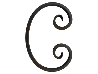 Wyrób kuty: Kuty element ozdobny typu C ze zwojami 350x120 mm 12x6 mm