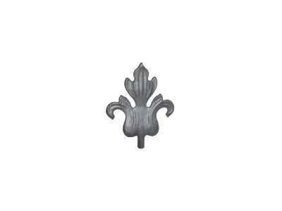 Wyrób kuty: Kuty liść ozdobny stalowy do bram i balustrad 135x110 mm