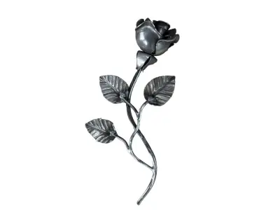 Wyrób kuty: Metalowa róża kuta dekoracyjna do balustrad i ogrodzeń 240x140 mm