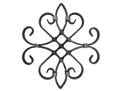 Wyrób kuty: Stalowa rozeta kuta ozdobna do ogrodzeń i balustrad 340x280 mm 12x6 mm