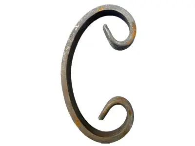 Wyrób kuty: Stalowy element kuty C ozdobny 250x150 mm 12x6 mm