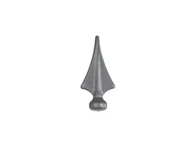 Wyrób kuty: Stalowy grot kuty szpic ozdobny do ogrodzeń i balustrad 125x60 mm fi 32 mm