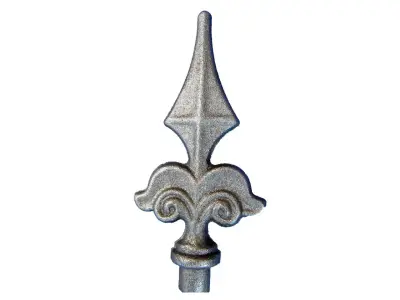 Wyrób kuty: Stalowy grot kuty szpic ozdobny do ogrodzeń i balustrad 150x65 mm fi 16 mm