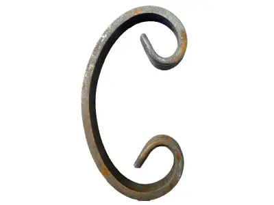 Wyrób kuty: Stalowy kuty element dekoracyjny typu C 180x90 mm 12x6 mm