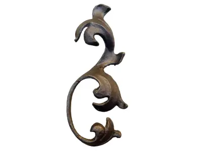 Wyrób kuty: Stalowy kuty liść ozdobny do bram i balustrad 180x85 mm