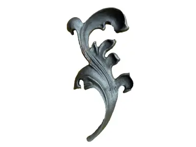 Wyrób kuty: Stalowy kuty liść ozdobny do bram i balustrad 220x105 mm