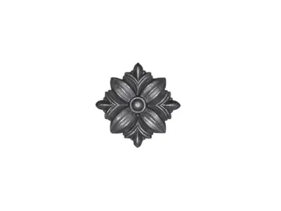 Wyrób kuty: Stalowy kwiat kuty ozdobny do bram i balustrad 140x140 mm